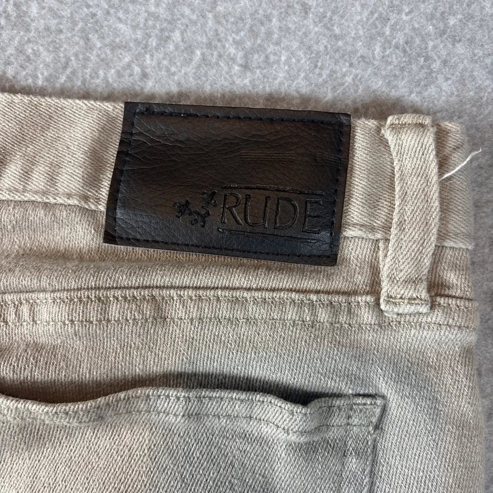 XXX RUDE Skinny Beige Jean Shorts Men's Sz 30 Skateboard Grunge